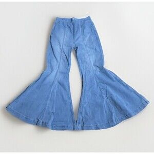Free People Just Float On High Rise Bell Bottom Pants Blue Flare 70s Boho Sz 28